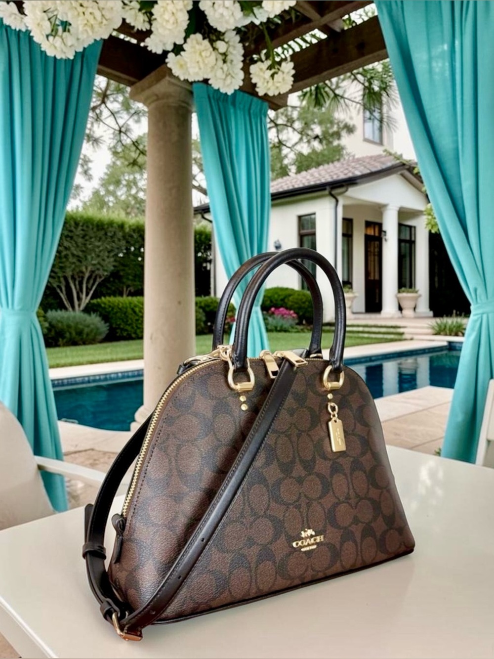 COACH Katy Satchel Signature Satchel – Black/Dark Brown - Picture 4 of 10